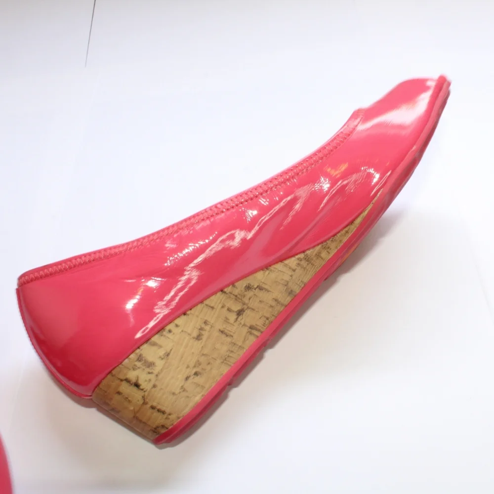 Cole Haan Pink Patent Leather Peep-Toe Wedges with Cork Heel - Picture 13 of 16